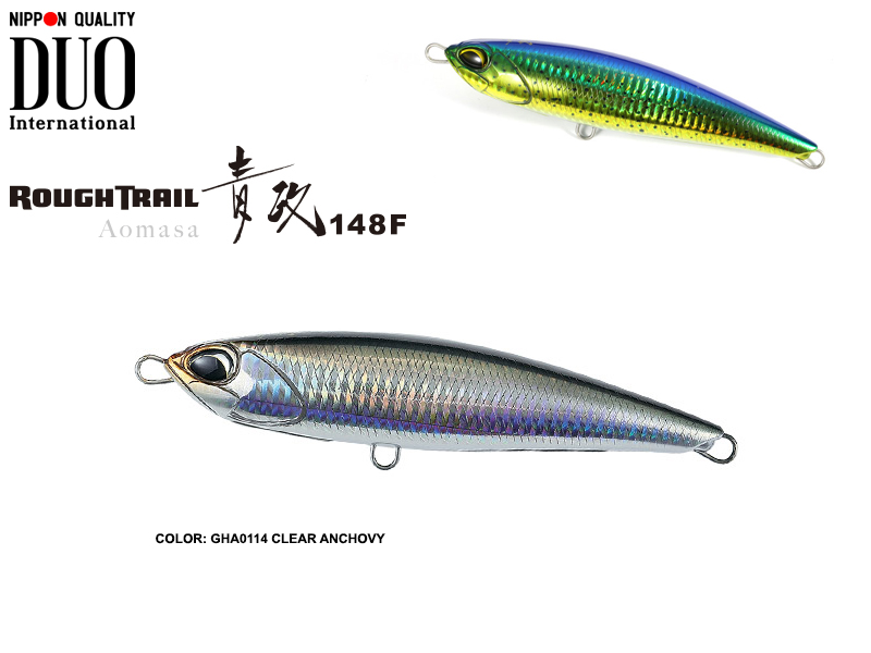 Duo Rough Trail Aomasa 148F (Length: 148mm, Weight: 38gr, Type: Floating, Colour: GHA0114 Clear Anchovy)